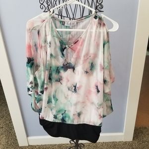 Dramatic, flowy, water color blouse